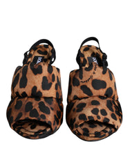 Women's Brown Leopard Keira Slingback Sandals Shoes Nylon Elastane
