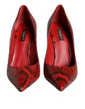 Women's Python Leather Heel Red Calf
