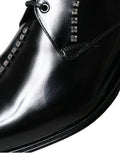 Men's Black Leather Crystal Dress Formal Shoes