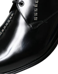 Men's Black Leather Crystal Dress Formal Shoes