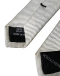 Men's White Solid Silk Adjustable Tie