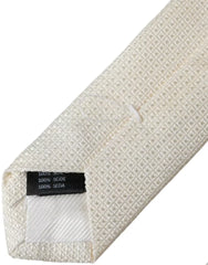 Men's Off White Patterned Silk Classic Adjustable Tie