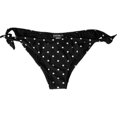 Women's Black Polka Dot Swimwear Beachwear Bottom Bikini And White Nylon Elastane Clothing