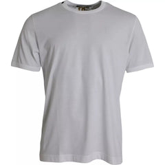Men's White Cotton Round Neck Short Sleeves T-Shirt