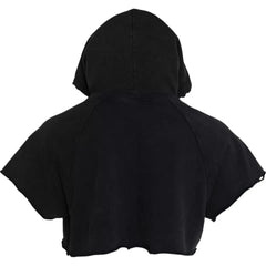 Men's Black Cotton Hooded Short Sleeves Cropped T-Shirt