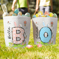 Orejas de conejo personalizadas Inicial Globo de aire caliente Cesta de Pascua de lona con nombre Huevos de caza Fiesta de Pascua Regalo para niños