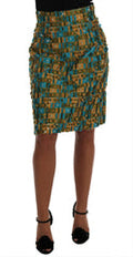 Women's Multicolor Jacquard Straight Pencil Skirt Polyester