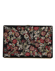 Women's Multicolor Floral Gold Frame Clutch Evening Purse Bag Suede