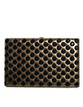 Gold Crystal Bifold Clutch Evening Party Women Purse Bag Leather