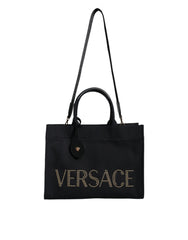 Women's Logo-Studded Canvas Tote Black