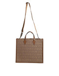 Women's Logo-Jacquard Leather Tote Brown