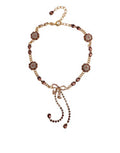 Women's Gold Tone Brass Crystal Embellished Waist Chain Belt Real Glass