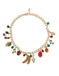 Women's Gold Tone Brass Fruity Crystal Embellished Waist Chain Belt