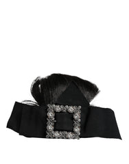 Women's Black Hair Parrucchiera Crystal Headband Diadem Viscose Silk Nylon Elastane Accessory