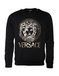 Men's Black Medusa Fleece Cotton Crew Neck Sweatshirt Sweater Clothing