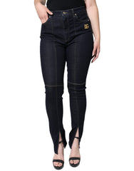 Women's Black Cotton Blend Skinny Denim Jeans Clothing