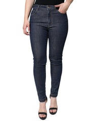 Women's Dark Blue Queen Cotton Skinny Denim Jeans Elastane Clothing