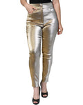 Women's Metallic Gold High Waist Skinny Pants