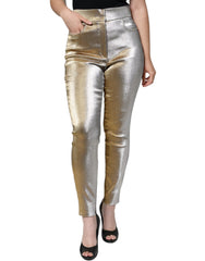 Women's Metallic Gold High Waist Skinny Pants