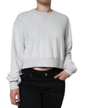 Women's Nylon Stretch Crew Neck Sweatshirt White Elastane Sweatshirts