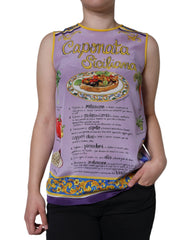 Women's Purple Silk Caponata Siciliana Print Tank Top