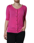 Women's Pink Wool Button Down Short Sleeve Blouse Top Virgin