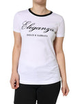 Women's White Eleganza Print Cotton Short Sleeves T-Shirt