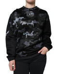 Women's Black Camouflage Round Neck Sweatshirt Sweater Viscose Nylon Clothing