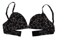 Women's Star-Print Cotton Bra Black Bodysuits