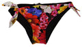 Women's Black Floral Print Swimsuit Bikini Bottom Swimwear Nylon Elastane Clothing