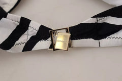 Women's Black White Zebra Bandeau Swimwear Bikini Top And Nylon Elastane