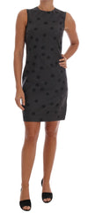 Women's Gray Polka Dotted Sheath Wool Dress