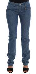 Women's Blue Wash Cotton Slim Denim Jeans Clothing