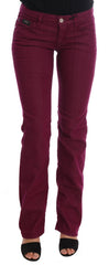 Women's Red Wash Cotton Stretch Denim Jeans Clothing