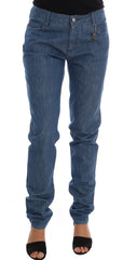 Women's Blue Wash Cotton Boyfriend Fit Jeans Clothing
