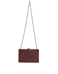 Women's Maroon Leather Clutch Evening Crossbody Bag