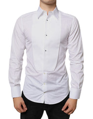 Men's White Bib Cotton Poplin Formal Dress Shirt