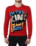 Men's Red Im The King Wool Crew Neck Sweatshirt Sweater Virgin Clothing