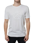 Men's White Logo Embossed Cotton Crewneck T-Shirt