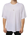 Men's White Metal Dg Logo Cotton Short Sleeves T-Shirt