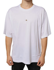Men's White Metal Dg Logo Cotton Short Sleeves T-Shirt