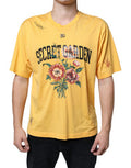 Men's Yellow Secret Graden Floral Cotton Crew Neck T-Shirt
