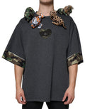 Men's Gray Camouflage Animal Stuff Cotton T-Shirt Polyester