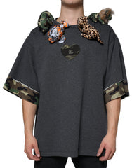 Men's Gray Camouflage Animal Stuff Cotton T-Shirt Polyester