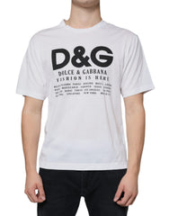 Men's White Cotton Dg Logo Print Casual T-Shirt