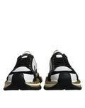 Men's White Gold Black Leather Super King Sneakers Shoes Viscose