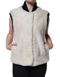 Women's White Warrenford Shearling Leather Vest Coat Jacket Sheep Clothing