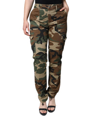 Women's Multicolor Camouflage Cargo Pants Cotton