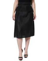 Women's Black Viscose High Waist Pencil Cut Skirt Cotton