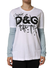 Women's White Cotton Logo Print Round Neck T-Shirt